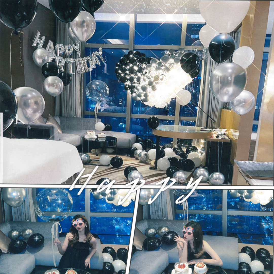 Happy Birthday Decoration Set (Black and White)